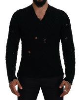 Dolce & Gabbana Black Wool V-neck Knitted Pullover Sweater -   -  Dolce & Gabbana.